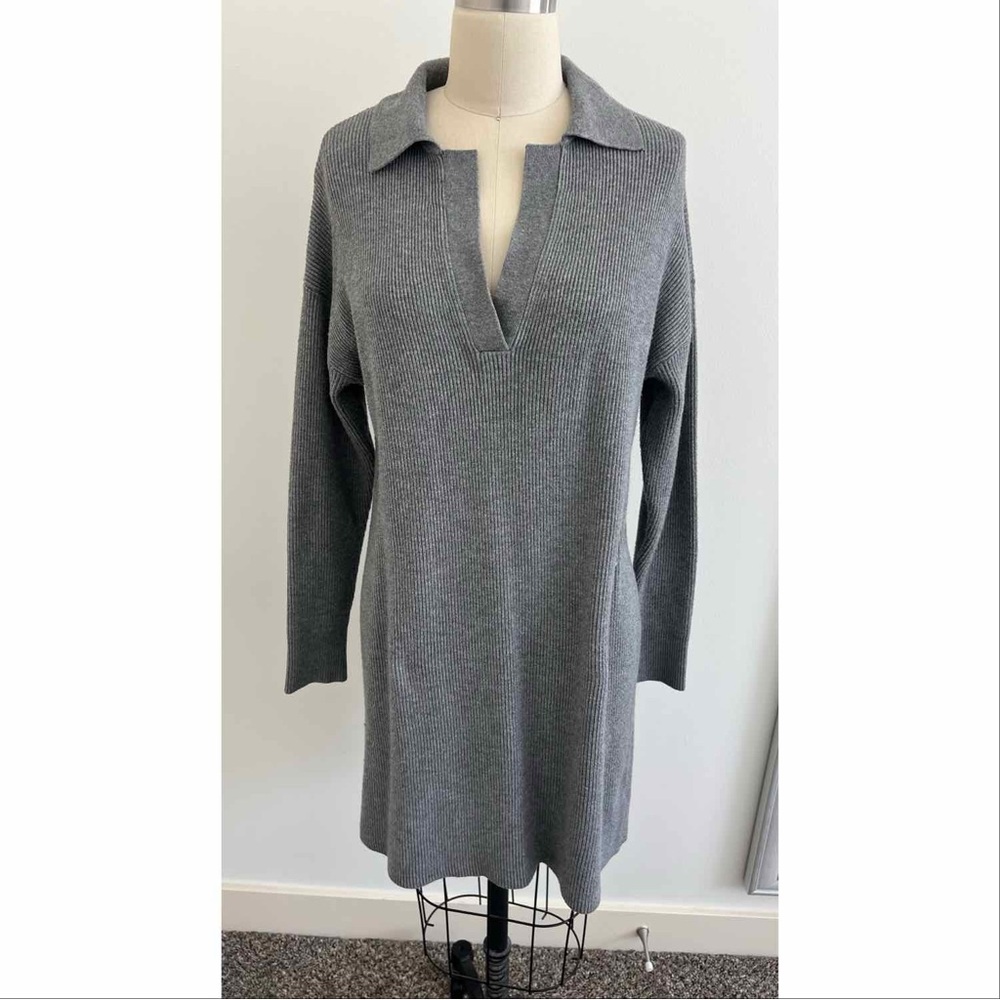 A New Day Gray Ribbed Knit Sweater Dress